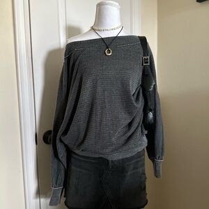 We The Free Charcoal Waffle Knit Top